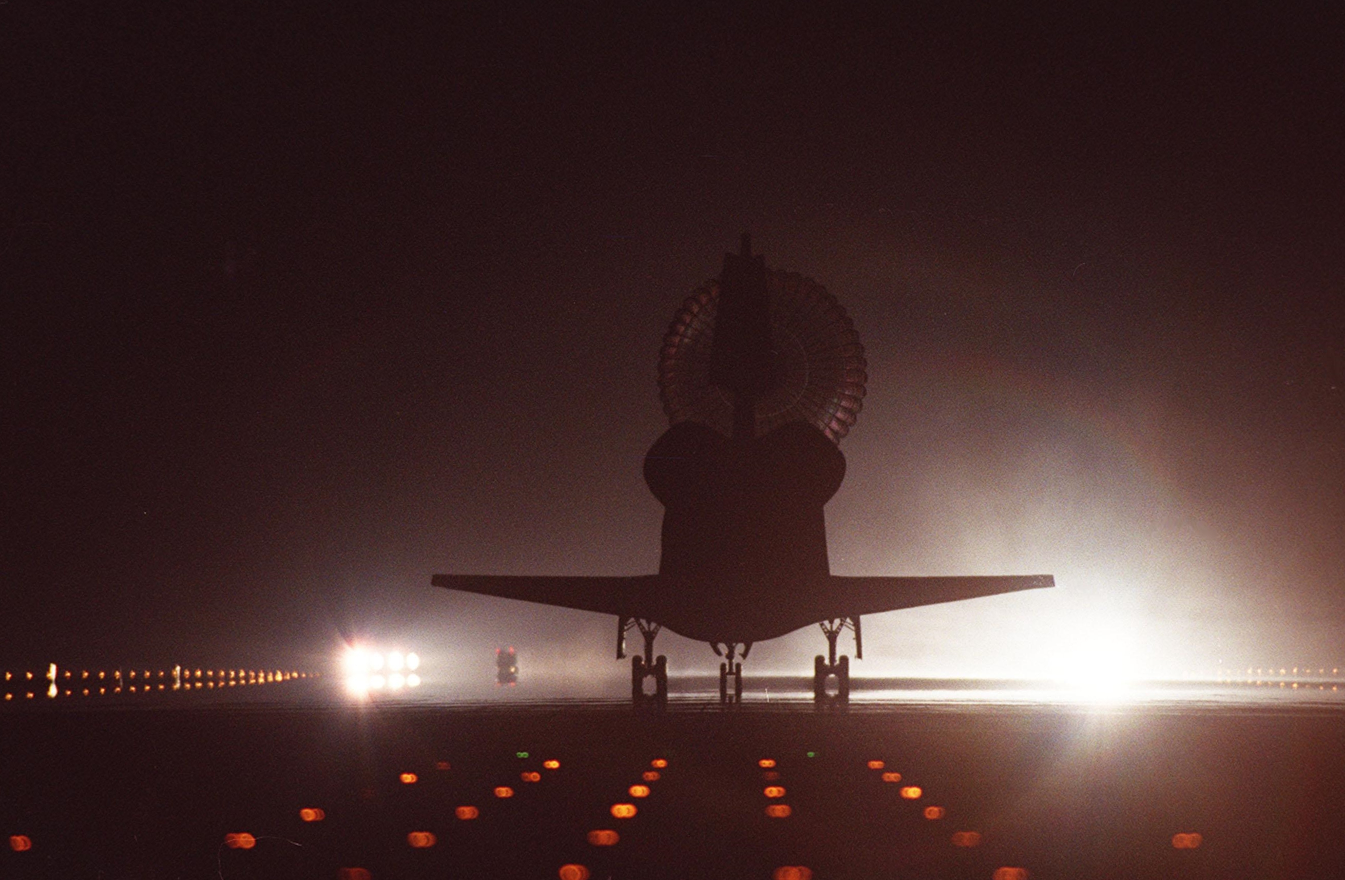 Night Landing at Shuttle Landing Facility - Columbia