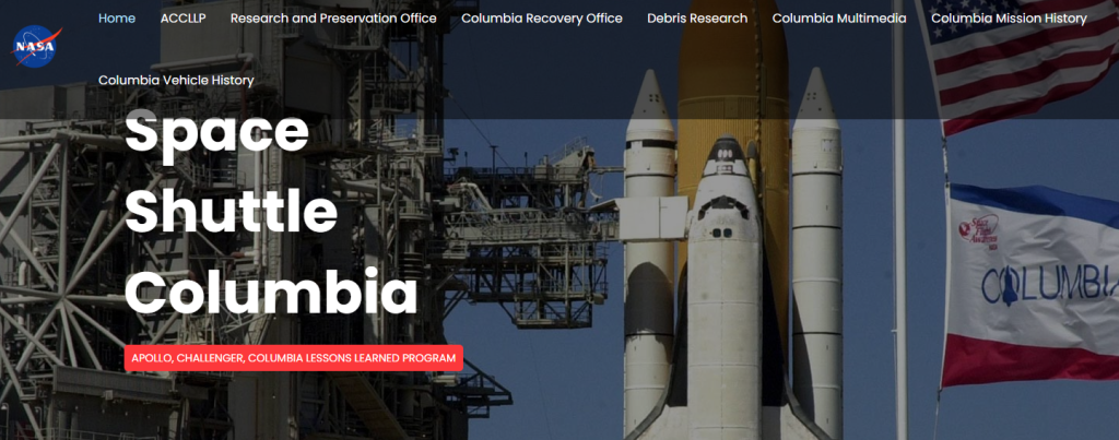 Columbia website screenshot
